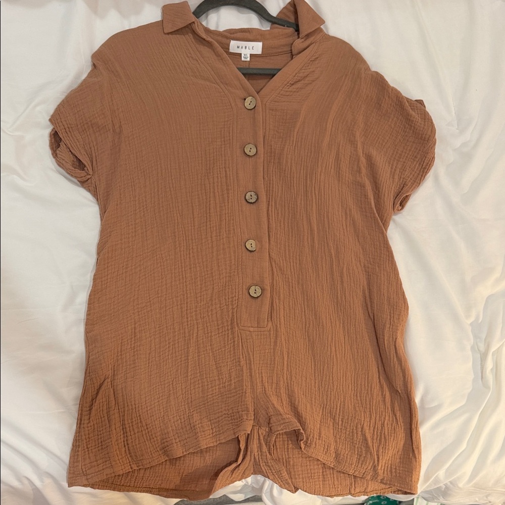 Women's Brown Button-Up Romper!!